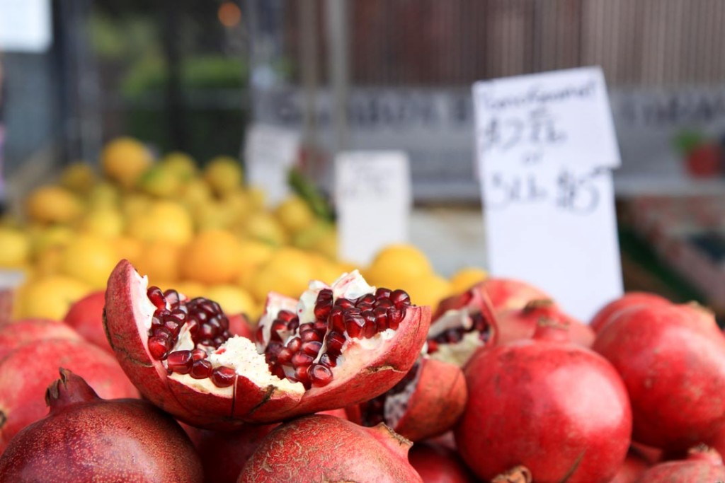 Fresh pomegranate at the Brentwood Farmers Market